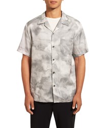 Theory Noll Cloud Print Short Sleeve Button Up Camp Shirt In Grey Multi At Nordstrom
