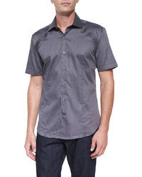 Bogosse Printed Short Sleeve Woven Shirt Gray Pattern