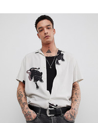 Heart & Dagger Shirt With Revere Collar In Panther Print