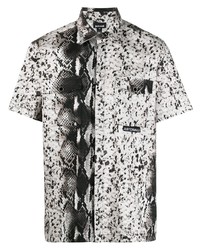 Just Cavalli Snake Print Short Sleeve Buttoned Shirt