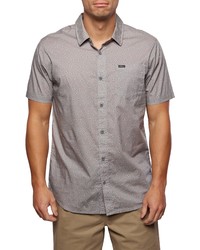 O'Neill Tame Slim Fit Stretch Short Sleeve Button Up Shirt In Light Grey At Nordstrom