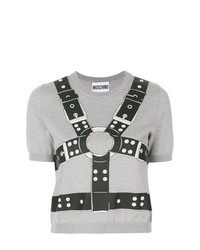 Grey Print Short Sleeve Sweater
