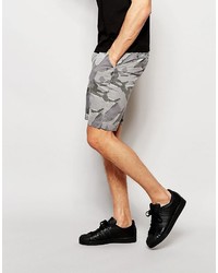 Asos Brand Chino Shorts In Gray Camo Print