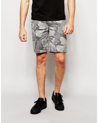 Asos Brand Chino Shorts In Gray Camo Print