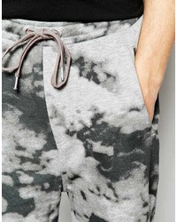Cheap Monday Sweat Shorts Razor Clouds Print In Gray Melange