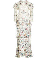Vilshenko Printed Silk Floor Length Dress