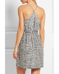 Madewell Sunlight Printed Silk Mini Dress Gray