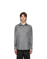 Grey Print Silk Long Sleeve Shirt