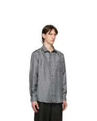 Burberry Grey Silk All Over Tb Print Shirt