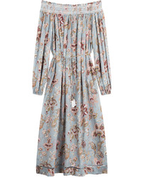 Zimmermann Cotton Silk Midi Dress With Bardot Neckline