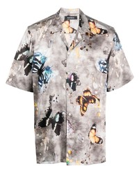 Nahmias Butterfly Print Stretch Silk Shirt