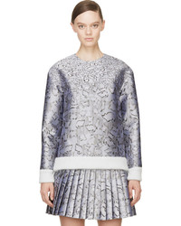 Grey Print Silk Sweater