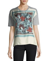Burberry Short Sleeve Silk Front Beast Print T Shirt