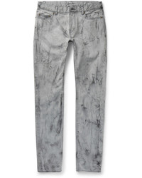 Saint Laurent Skinny Fit Marble Print Stretch Denim Jeans