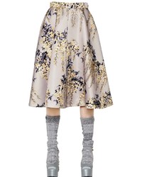 Rochas Floral Printed Duchesse Midi Skirt