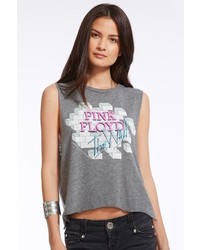 Chaser LA Pink Floyd The Wall Muscle Crop Top In Streaky Grey