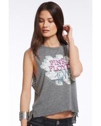 Chaser LA Pink Floyd The Wall Muscle Crop Top In Streaky Grey