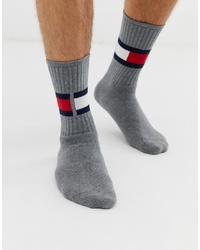 Tommy Hilfiger Flag Crew Socks In Grey