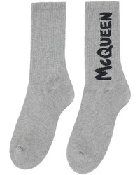 Alexander McQueen Gray Black Graffiti Socks
