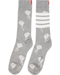 Thom Browne Grey 4 Bar Stripe Kite Icon Socks