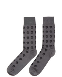 Alexander McQueen Grey And Black Skull Socks