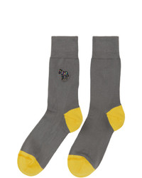 Ps By Paul Smith Grey And Yellow Zebra Socks