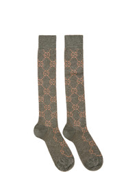 Gucci Grey Crystal Gg Socks