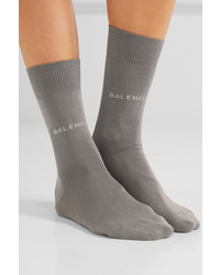 Balenciaga Intarsia Cotton Blend Socks Gray