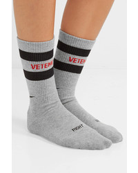Vetements Reebok Intarsia Cotton Blend Socks Gray