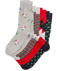 Neiman Marcus Snowman Four Pair Wardrobe Sock Set Assorted