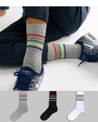 ASOS DESIGN Sports Style Socks With Glitter Stripes 3 Pack