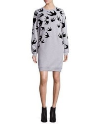 McQ by Alexander McQueen Mcq Alexander Mcqueen Cotton Swallow Print Sweatshirt Dress