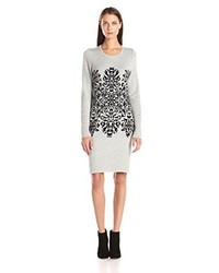 Sandra Darren Long Sleeve Printed Sweater Dress