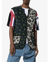Liam Hodges Sleeveless Leopard Print Wool Blend Vest