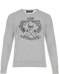 Alexander McQueen Crown Skull Print Cotton Jersey Sweatshirt