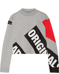 adidas Originals Printed Bonded Mesh And Cotton Blend Sweatshirt Gray