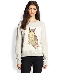 Patterson J. Kincaid Pjk Owl Print Paneled Sweatshirt