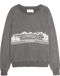 The Great Printed Cotton Blend Terry Sweatshirt Gray