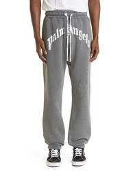 Palm Angels Curved Logo Cotton Sweatpants In Blackwhite At Nordstrom