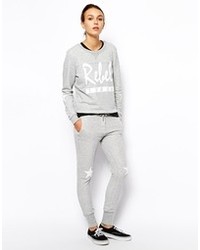 Zoe Karssen Sweat Pants With Star Patches On Knees Gray