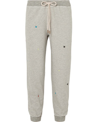 The Great The Cropped Embroidered Cotton Blend Jersey Track Pants