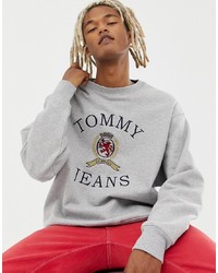 Tommy Jeans 60 Limited Capsule Crew Neck Sweatshirt With Crest Logo In Grey Htr