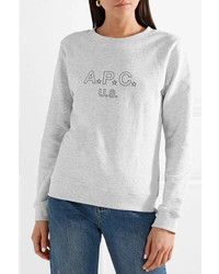 A.P.C. Atelier De Production Et De Cration Printed Cotton Blend Terry Sweatshirt Light Gray