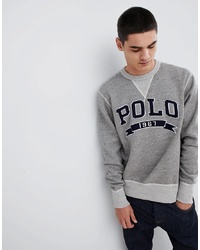 Polo Ralph Lauren Collegiate Polo Applique Sweatshirt In Grey Marl
