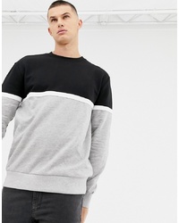 New Look Colour Block Sweatshirt In Black