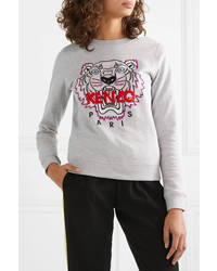 Kenzo Embroidered Mlange Cotton Jersey Sweatshirt