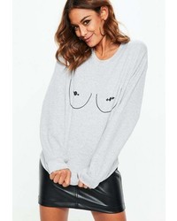 Missguided Gray Printed Sweatshirt