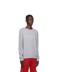 Balmain Grey 3d Logo Sweatshirt