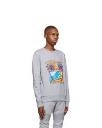 Balmain Grey And Multicolor Logo Sweatshirt