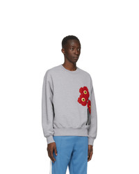 AMI Alexandre Mattiussi Grey Coquelicots Sweatshirt